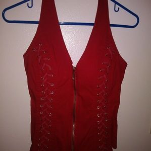 Red biker style shirt